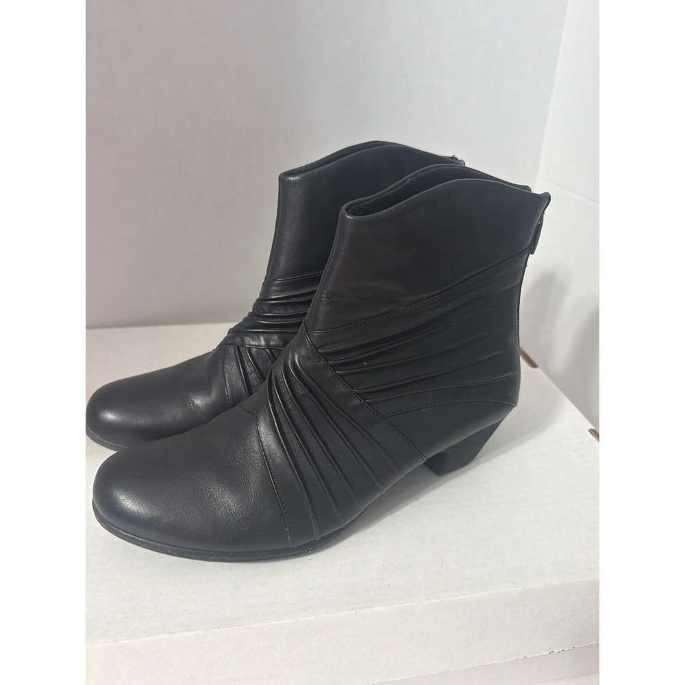 Rockport Womens Black Leather Pleated Ankle Boots CH3995 Size 9.5 M